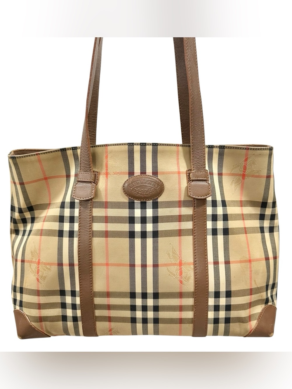 Burberry Nova Check & Brown Leather Large Tote Bag - Picture 2 of 16